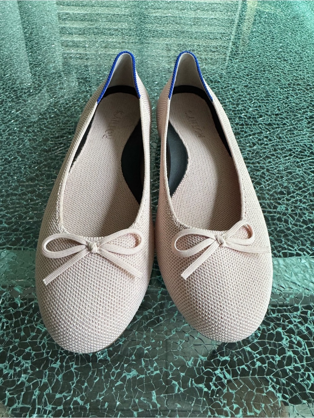 Rothy's Blush Knit Ballet Flats with Bow Trim 7